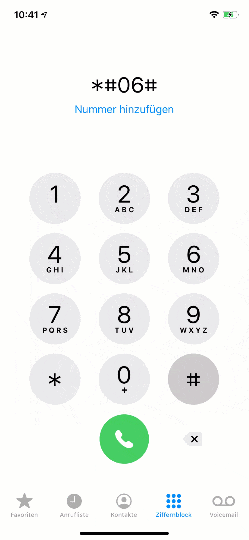iPhone IMEI mit dem Zahlencode +#06# herausfinden